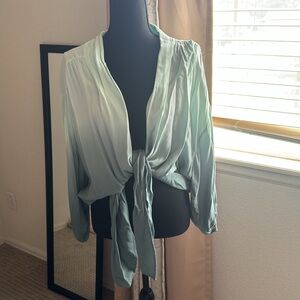 Young, Fabulous & Broke Carmen in Ocean Bay Ombré Wrap Tie Top medium Oversized